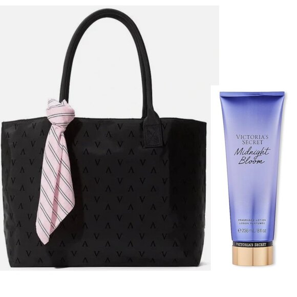 ✨ Victoria’s Secret Tote & Scarf + Midnight Bloom Lotion Bundle ✨ - Picture 1 of 5